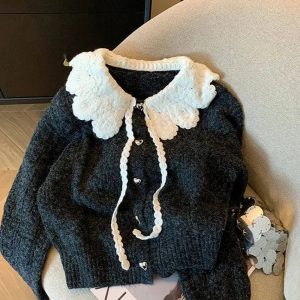New Style Trends - Retro Lace Collar Button-Up Cardigan - Outfit Ideas