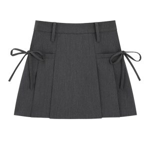 New Style Trends - Retro Lace Up Pleated Summer Skirt - Outfit Ideas