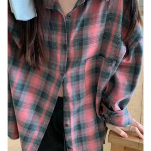 New Style Trends - Retro Oversized Plaid Flannel Shirt - Outfit Ideas