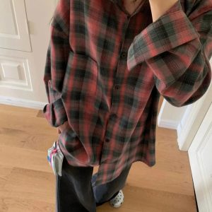New Style Trends - Retro Oversized Plaid Flannel Shirt - Outfit Ideas