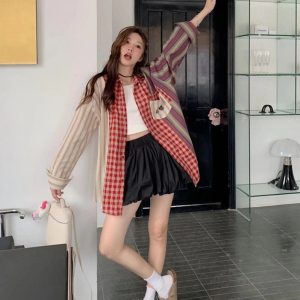 New Style Trends - Retro Patchwork Harmony Oversized Shirt - Outfit Ideas