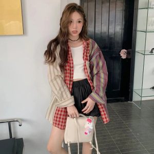 New Style Trends - Retro Patchwork Harmony Oversized Shirt - Outfit Ideas