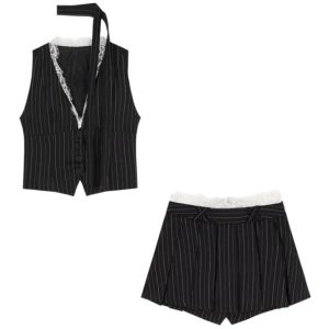 New Style Trends - Retro Pinstripe Power Skirt Outfit Set - Outfit Ideas