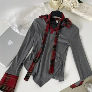 New Style Trends - Retro Plaid Layered Outfit Set - Outfit Ideas