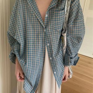 New Style Trends - Retro Plaid Oversized Shirt - Outfit Ideas