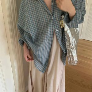 New Style Trends - Retro Plaid Oversized Shirt - Outfit Ideas