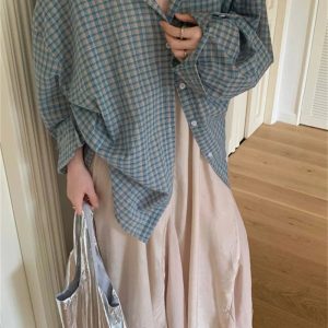 New Style Trends - Retro Plaid Oversized Shirt - Outfit Ideas