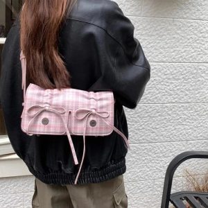 New Style Trends - Retro Plaid Pink Shoulder Bag - Outfit Ideas