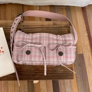New Style Trends - Retro Plaid Pink Shoulder Bag - Outfit Ideas