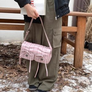 New Style Trends - Retro Plaid Pink Shoulder Bag - Outfit Ideas