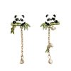 New Style Trends - Retro Playful Panda Drop Earring with Bamboo Charm - Outfit Ideas
