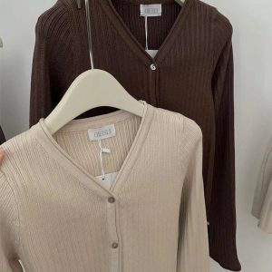 New Style Trends - Retro Ribbed Cardigan and Pleated Skirt Outfit Set - Outfit Ideas