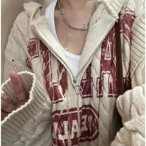 New Style Trends - Retro Slouch Knit Zip-Up Sweater - Outfit Ideas