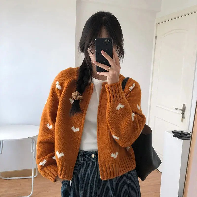 New Style Trends - Retro Soft Heart Dot Cardigan - Outfit Ideas