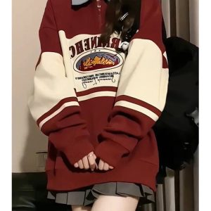 New Style Trends - Retro Varsity Zip-Up Sweatshirt - Outfit Ideas