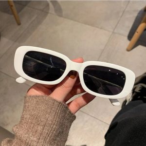 New Style Trends - Retro White Rectangular Sunglasses - Outfit Ideas