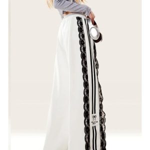 New Style Trends - Ribbon Edgy Lace Track Pants - Outfit Ideas