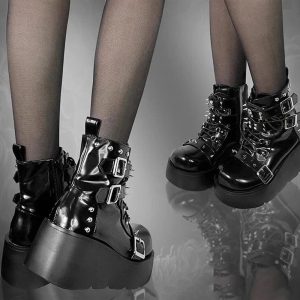 New Style Trends - Rivet Platform Alt Punk Boots - Outfit Ideas