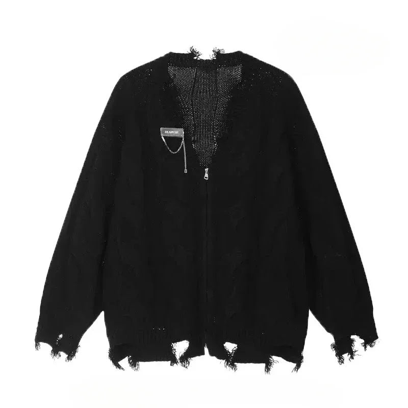 New Style Trends - Shadow Shred Edgy Zip-Up Sweater - Outfit Ideas