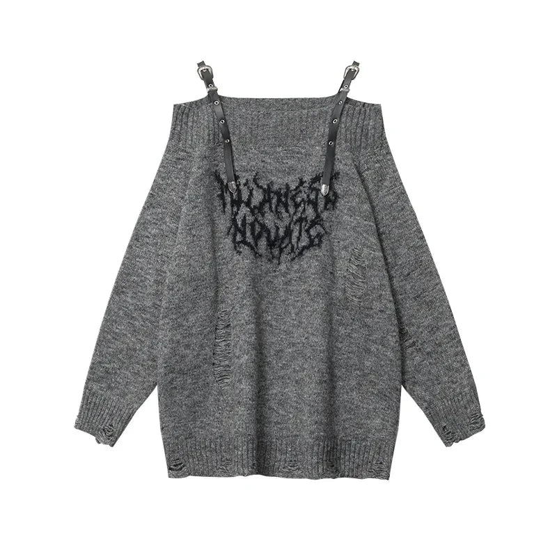 New Style Trends - Shadow Straps Edgy Off-Shoulder Sweater - Outfit Ideas