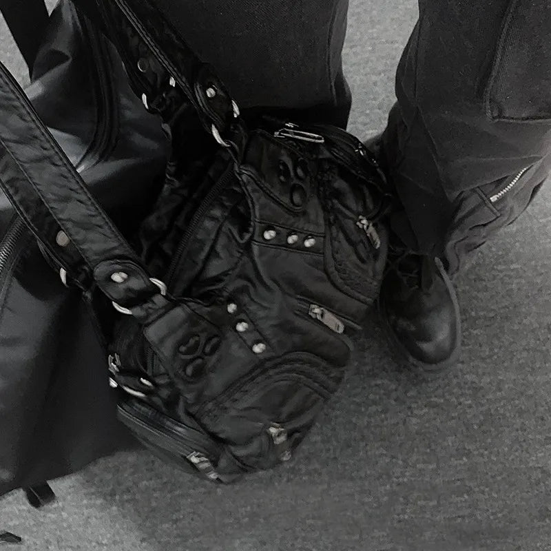 New Style Trends - Shadowcore Grommet Edgy Utility Bag - Outfit Ideas