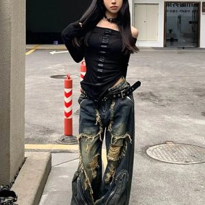 New Style Trends - Shredded Y2k Zipper Pants - Outfit Ideas