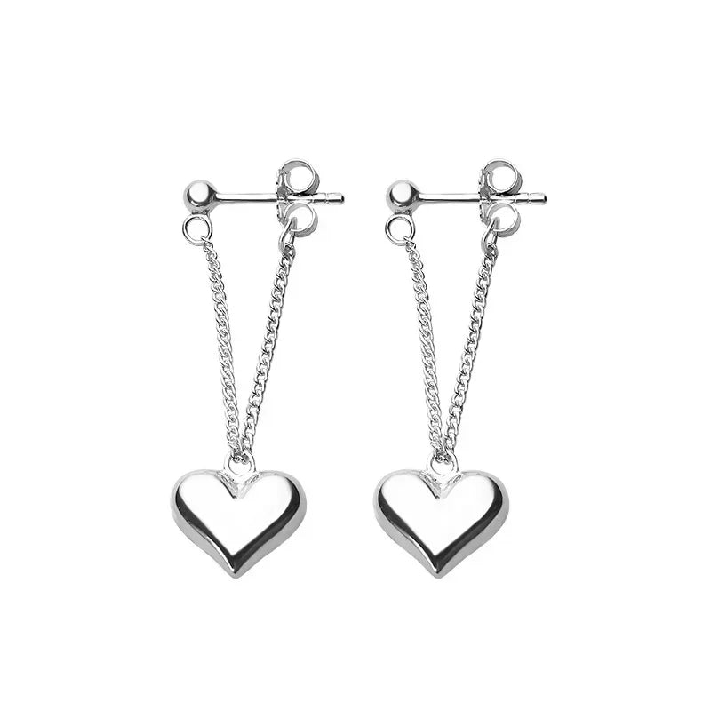New Style Trends - Silver Heart Edgy Chain Earrings - Outfit Ideas