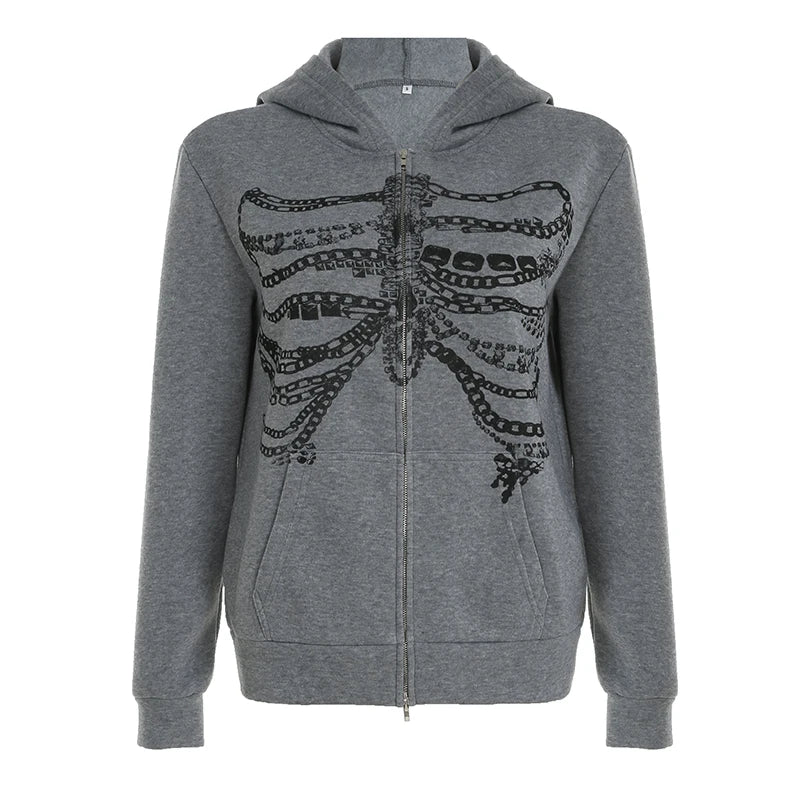 New Style Trends - Skeleton Street Zip-Up Alt Hoodie - Outfit Ideas