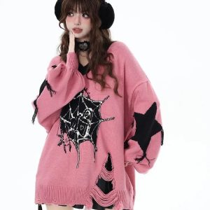 New Style Trends - Spidercore Cozy Pastel Goth Sweater - Outfit Ideas