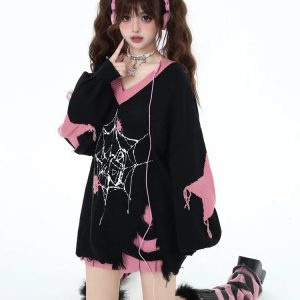 New Style Trends - Spidercore Cozy Pastel Goth Sweater - Outfit Ideas