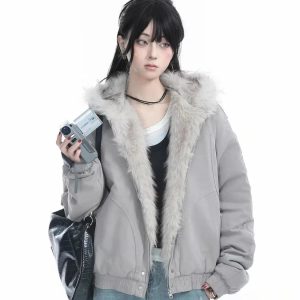 New Style Trends - Urban Frost Fur Y2k Jacket - Outfit Ideas