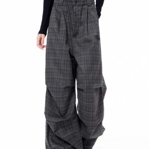 New Style Trends - Urban Shadow Edgy Plaid Wide-Leg Pants - Outfit Ideas