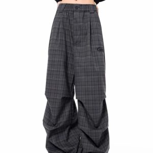 New Style Trends - Urban Shadow Edgy Plaid Wide-Leg Pants - Outfit Ideas