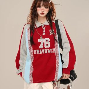 New Style Trends - Varsity Lace Retro Sweatshirt - Outfit Ideas