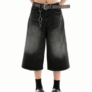 New Style Trends - Washed Downtown Y2k Denim Shorts - Outfit Ideas