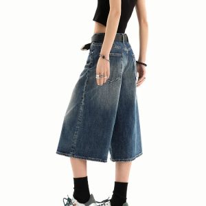 New Style Trends - Washed Downtown Y2k Denim Shorts - Outfit Ideas