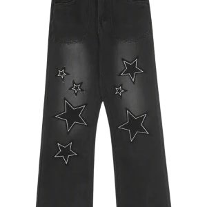 New Style Trends - Y2k Acubi Gradient Star Embroidery Jeans - Outfit Ideas