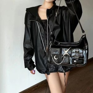 New Style Trends - Y2k Black Chain Handbag - Outfit Ideas