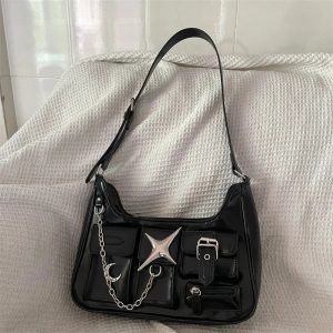 New Style Trends - Y2k Black Chain Handbag - Outfit Ideas