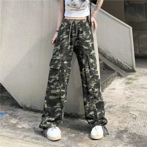New Style Trends - Y2k Camouflage High Waist Drawstring Pants - Outfit Ideas