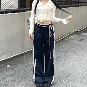 New Style Trends - Y2k Casual Lace-Trim Joggers - Outfit Ideas