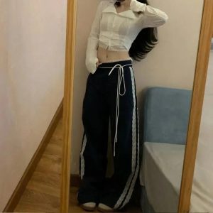 New Style Trends - Y2k Casual Lace-Trim Joggers - Outfit Ideas