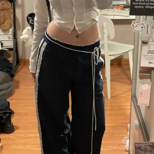 New Style Trends - Y2k Casual Lace-Trim Joggers - Outfit Ideas