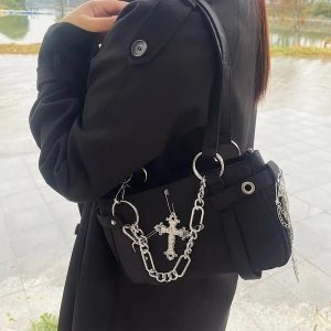 New Style Trends - Y2k Cross Chain Shoulder Bag - Outfit Ideas