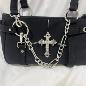 New Style Trends - Y2k Cross Chain Shoulder Bag - Outfit Ideas