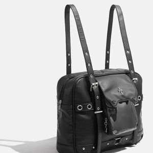 New Style Trends - Y2k Dark Vortex Strapped Backpack - Outfit Ideas