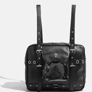 New Style Trends - Y2k Dark Vortex Strapped Backpack - Outfit Ideas