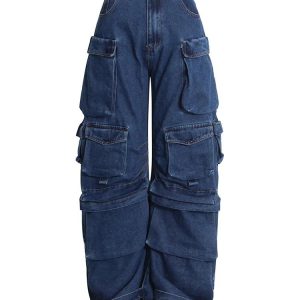 New Style Trends - Y2k Deep Sea Cargo Denim Pants - Outfit Ideas