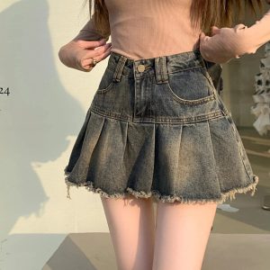 New Style Trends - Y2k Denim High Waist Mini Skirt - Outfit Ideas