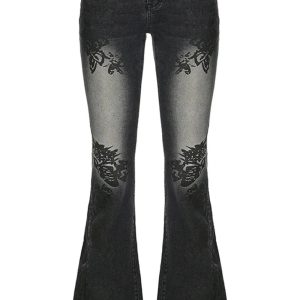 New Style Trends - Y2k Floral Flare Low Rise Jeans - Outfit Ideas